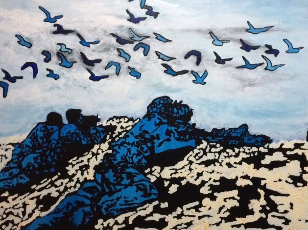 Ruines X, 2023. Huile, acrylique et fusain sur toile